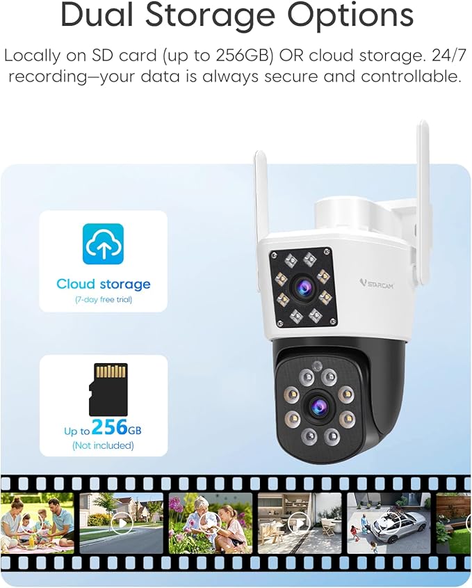 VSTARCAM 2MP+2MP Outdoor Security Camera, 2K Dual Camera, 360° Monitoring, Custom Alarm Sound, Full Color Night Vision, 2-Way Audio, 2.4GHz WiFi, PIR Motion Sensor,Real Time Notifications