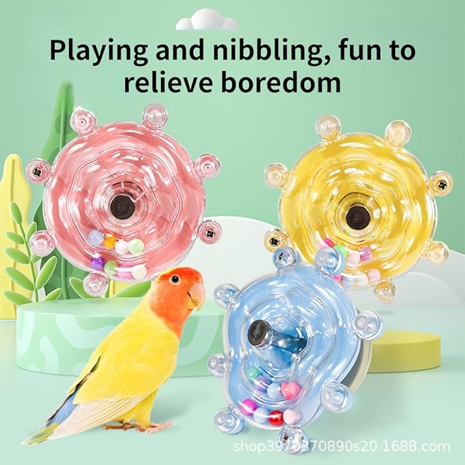 Parrot Spinner Toy, Funny Parakeet Toy Interactive Parrot Toy Bird Toy Spinning Rattle Cockatiel Toys Bird Cage Accessories for Entertainment Chewing Exercise (White)
