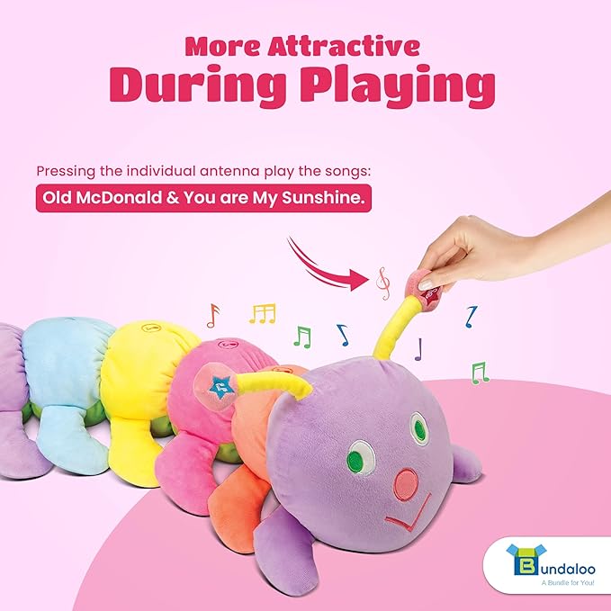 Bundaloo Jumbo Musical Caterpillar Plush Toy - Plays Fun Songs and 8 Musical Key Notes | for Children & Toddlers
