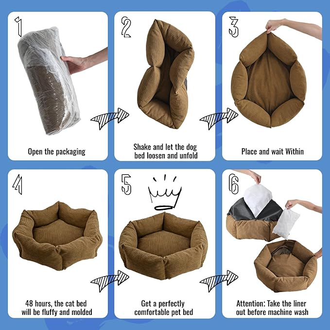 All-Season Stain Resistance Cat Dog Bed,Round Donut Pet Bed,Cord Washable Cat and Dog Beds with Removable Cover,Kitten Bed with Anti-Slip Bottom,Brown,29.5 * 5.9"