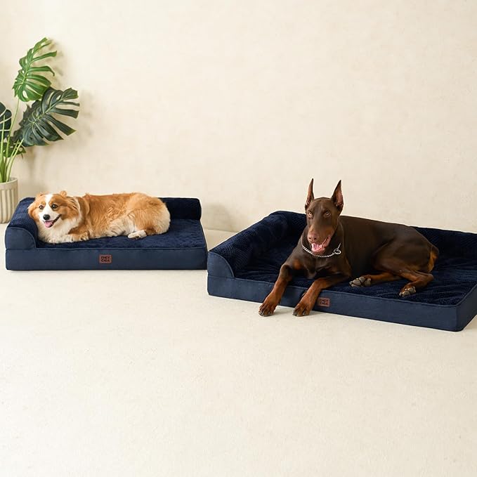 EHEYCIGA XL Dog Bed Memory Foam for Crate, Extra Large Dog Bed Orthopedic with Washable Removable Cover, Waterproof Pet Sofa Couch XLarge Size Dogs, 41x27x6.5, Navy Blue