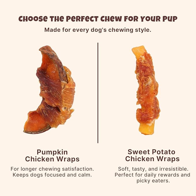 Havira 1.5 LB Value Pack Pumpkin Dog Treats, Healthy Chicken Wrapped Firm Chews Made with Real Veggies, Easy to Digest, Long-Lasting Chew Satisfaction for Dogs