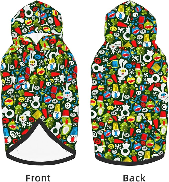Christmas Green Monster Hoodie,Christmas Cosplay Dog Clothes with Pocket and Hat Winter Clothes Sweaters Medium