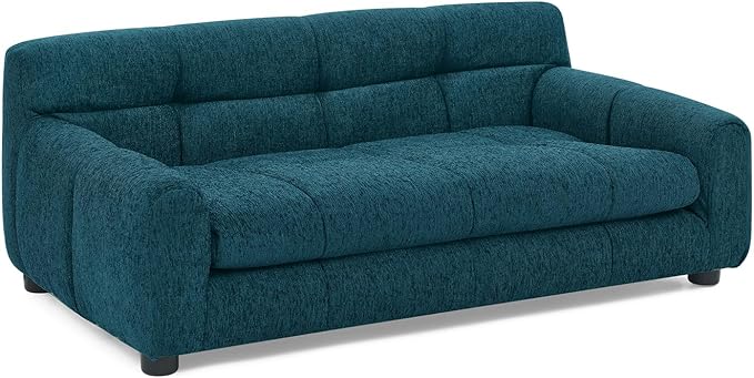38" Pet Sofa Couch for Small and Medium Dogs, Soft Foam Cushion Dog Couch with Backrest & Armrests, Short Leg Stable Design, Durable Linen Fabric Pet Bed, Modern Style