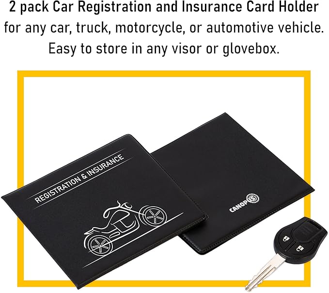 CANOPUS Car Registration and Insurance Holder, Car Document Holder, Vehicle Registration and Insurance Card Holder, Wallet for Auto, Trailer, Motorcycle, Truck, Vehicle Paperwork Organizer (2 Pack)