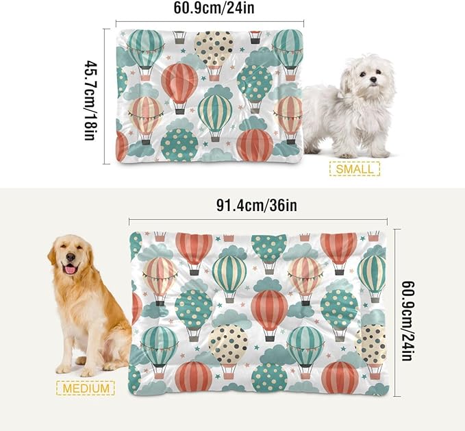 Emelivor Hot Air Balloons White Dog Cat Bed Washable Crate Pet Bed Anti-Slip Comfortable Crate Pet Puppy Bed Mat for Small Medium Large Dogs Cats,36x24in