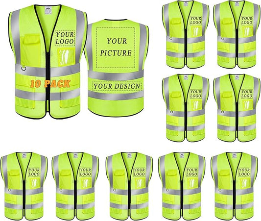 BeautyWill Custom Safety Vest Logo Class 2 High Visibility Reflevtive Vest Outdoor Protective Workwear