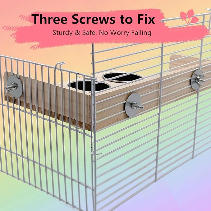 kathson Bird Perches Platform with Climbing Ladder and Swing,Parrot Cage Playground Toys with Food Cups,Parakeet Playing Gyms Wooden Exercise Training Stands for Budgie,Lovebird,Cockatiels