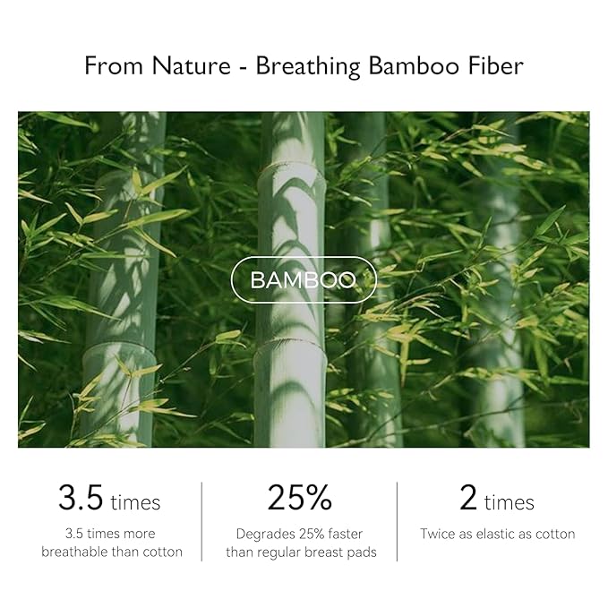 Momcozy Bamboo Fiber Disposable Nursing Pads, 100% Natural Materials and 100% Biodegradable, Skin Contacts Only Most Natural Materials, for Sensitive Skin, Individually Packaged（120 Count）