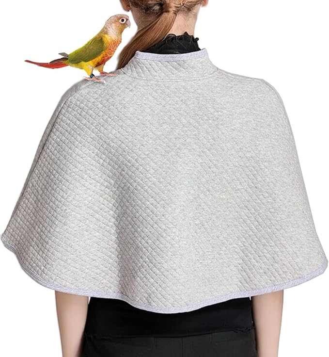 QBLEEV Parrot Anti-Scratch Shoulder Protector, Bird Diaper Poop Cover Pad for Parakeets Cockatiels Conures, Cotton Shawl Cape for Birds to Stand on Shoulders, Pet Arm Guard for Lovebirds Finches Macaw
