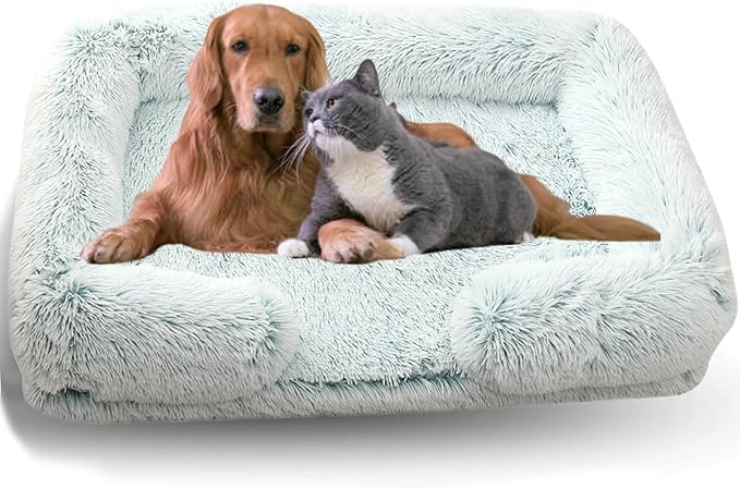 Dog Beds Medium Large Size Dog, Calming Dog Bed with Removable Washable Cover, Waterproof Lining and Nonskid Bottom(Gradient-Green,L)