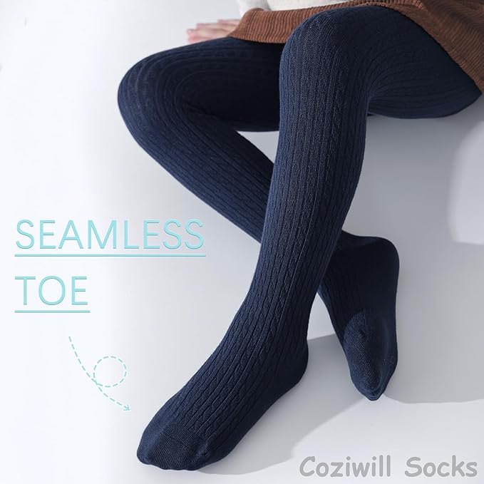 Girls Tights Seamless Toddler Stockings Tights Soft Cotton Cable Knit Baby Girl Tights Leggings 4-12 Years
