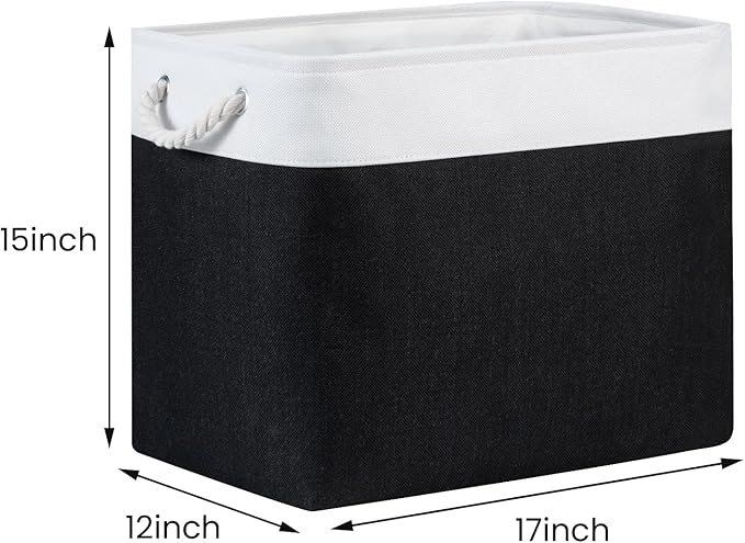 Bidtakay Baskets Extra Large Storage Bins for Clothes Set of 2 Black Baskets for Organizing Fabric Bins 17x12x15 In Tall Baskets with Handles Decorative Basket for Home Organiztion Dog Toy Baskets