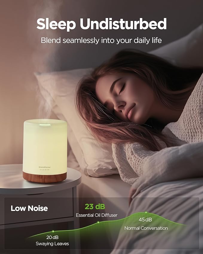 InnoGear 300ML Essential Oil Diffuser, Premium 5-in-1 Ultrasonic Aromatherapy Diffusers Scent Humidifier Aroma Diffuser Vaporizer Auto-Off Timer for Room Office Home, Yellow, Medium