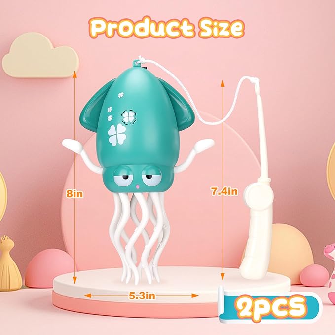 2pcs Magic Electric Dancing Octopus Toy with Led Light and Music,Green