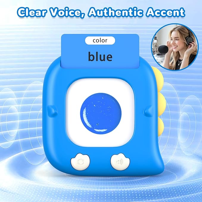 Kidzdo Talking Flash Cards with 560 Sight Word, Christmas Birthday Gifts for 2 3 4 5 6 Year Old Boys Girls, Montessori Pocket Speech Language Therapy Toys, Portable Toddlers Toys for Ages 2-6, Blue