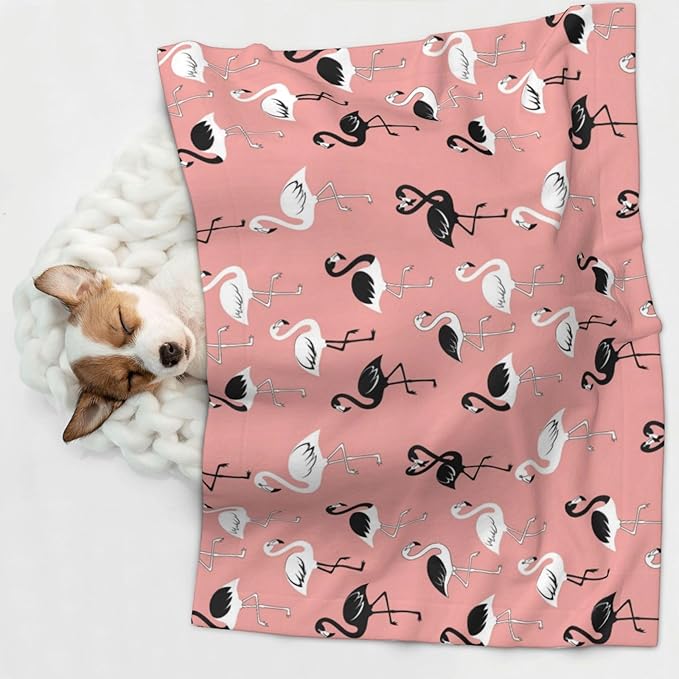 Reversible Pet Blanket for Sofa Protection Pet Comfort, Pink Flamingo, Double Sided Design with Cozy Nubby Nap Side and Durable Smooth Play Side