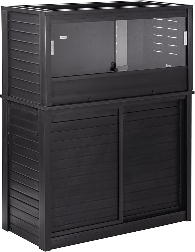New Age Pet ECOFLEX Medium Reptile Enclosure with Matching Cabinet Stand Set in Black
