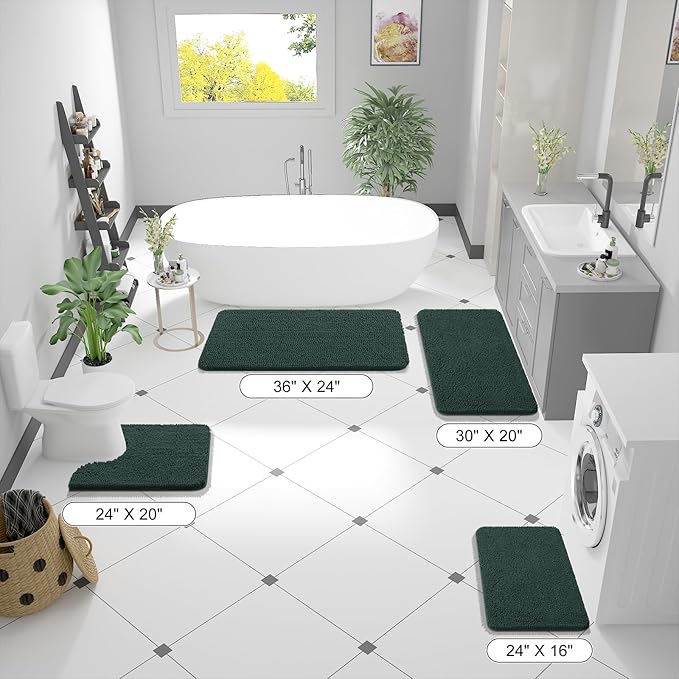 OLANLY Large Bathroom Rugs 70x46, Soft Absorbent Chenille Bath Rugs, Rubber