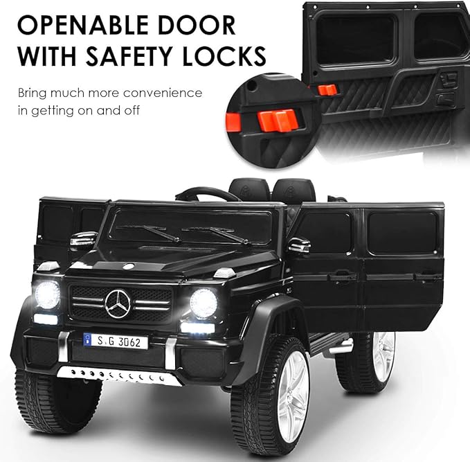Costzon Ride on Car, Licensed Mercedes-Benz Maybach, 12V Battery Powered Vehicle Toy w/ 2 Motors, Remote Control, 3 Speeds, Lights, Horn, Music, Aux, Storage, Truck, Electric Car for Kids (Black)