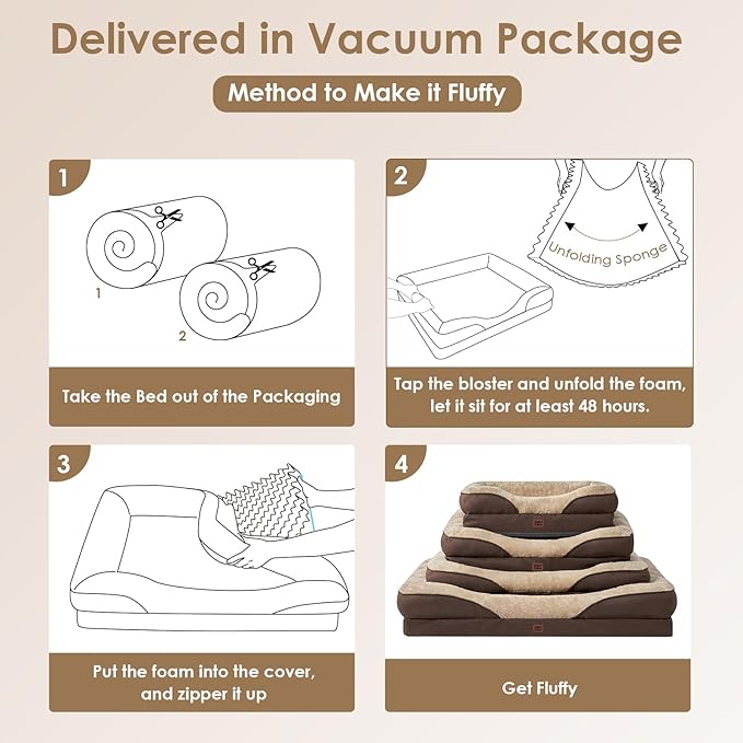 EHEYCIGA Orthopedic Dog Bed for Large Sized Dog, 41x27x7.5 Inch Large Memory Foam Dog Couch Bed with Sides, Waterproof Liner & Washable Removable Cover, Bolster Pet Sofa, Brown