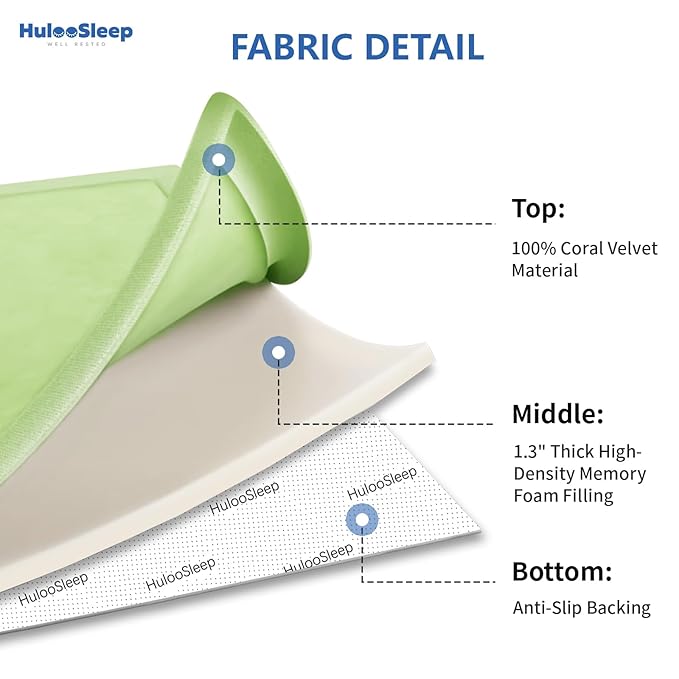 Play Mat for Babies Toddlers,1.3" Thick Elasti-Foam Anti-Fall Cushion Mat for Kids Room,28×72 Bedroom Bedside Rugs,Water-Repellent Soft Coral Velvet(Light Green)