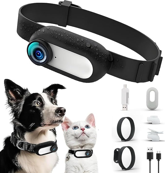 Denash 4K Cat Camera Collar, HD 1080P Wide Angle LCD Display, Ultralight Cat Camera with Video & Photo Function for Dogs Cats Gift Indoor/Outdoor Puppy Supplies