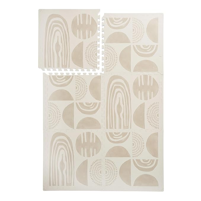 PopsyKosy Super 1 Inch Thick Premium Quality Exercise & Baby Foam Play Mats - Expandable & Large Non-Toxic Odorless Floor Mat - 6 Tiles Spacious 6x4ft - Peel-Resistant - Desert Sand