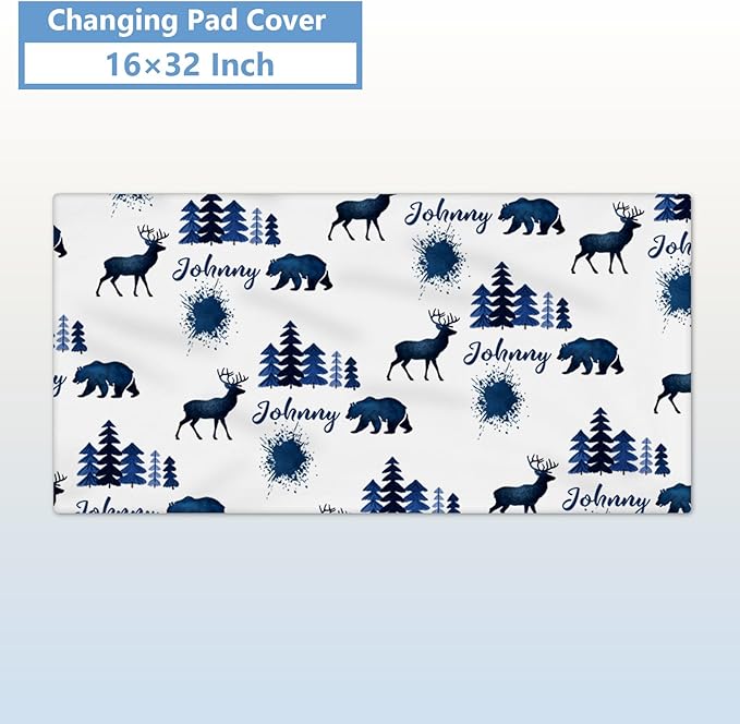 Custom 5-Piece Baby Crib Bedding Set, Personalized Name for Toddlers, Blue Deer Nursery Set for Boy Girl, Double Layer Infant Crib Set, Customized Gifts