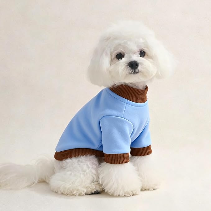 Custom Dog Hoodie, Personalized Sweatshirt with Photo Text Name Logo, Customized Hooded Sweater for Small Medium Large Dogs & Cats (Blue + Brown Border, X-Large)