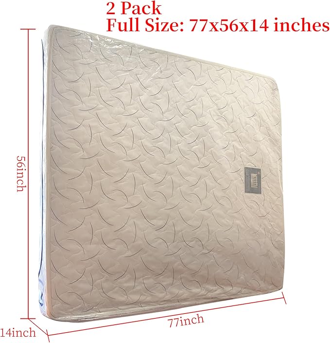 2 Pack Full Mattress Bags for Moving and Storage-5 Mil Zipper Plastic Waterproof Mattress Storage Bags