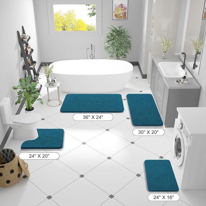 OLANLY Bathroom Runner Rugs 47x24, Soft Absorbent Chenille Bath Rugs, Rubber