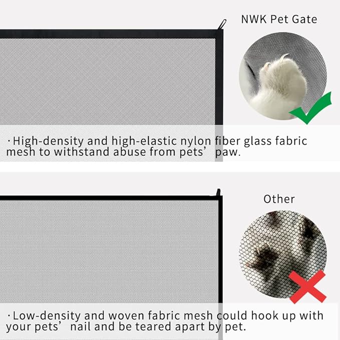 NWK Magic Dog Gate for Stairs Pet Gate for The House Providing a Safe Enclosure for Pets to Play and Rest, 6 Hooks Design (30'' X 30'')