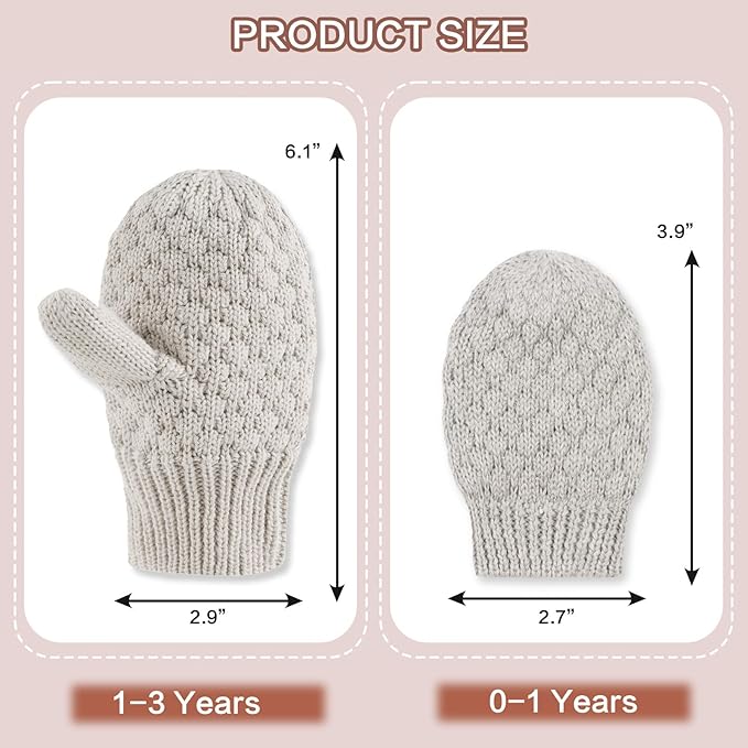 Baby Knit Mittens Toddler Boys Girls Gloves Winter Infant Newborn No Scratch Mitten 0-3 Years
