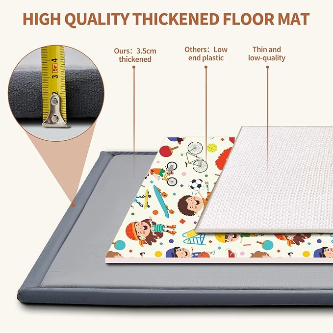 SUNYRISY 70x80in Baby Play Mat for Floor, 1.4in Thick Soft Memory Foam Crawling Tummy Time Mat for Toddlers Infants Kids, Non-Slip Bottom Baby Rugs for Nursery