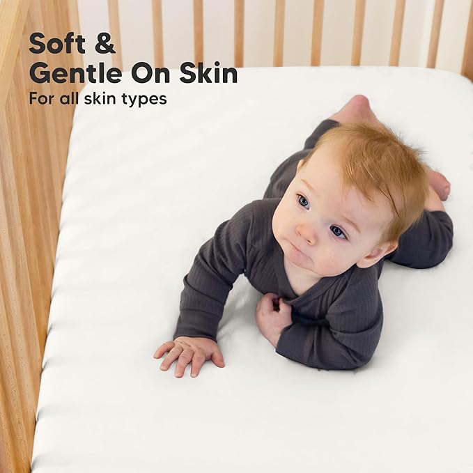 KeaBabies 2-Pack Organic Crib Sheets for Boys, Girls - 52x28 Fitted Crib Mattress Sheet Neutral, Breathable Jersey Cotton Cover for Baby Bed, Toddler Mattress, Soft & Cute Prints (Khaki)