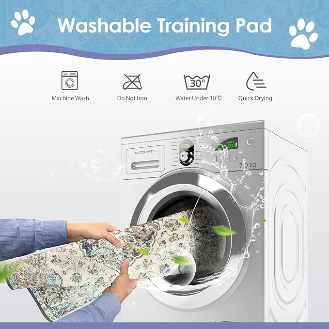 Washable Pee Pad for Dogs 2 Pack, 36" x 36" Reusable Puppy Pads Waterproof Dog Rugs, Super Absorbent, Leakproof, Dog Crate Pad, Playpen Mat, Whelping Pads, Vintage Medallion