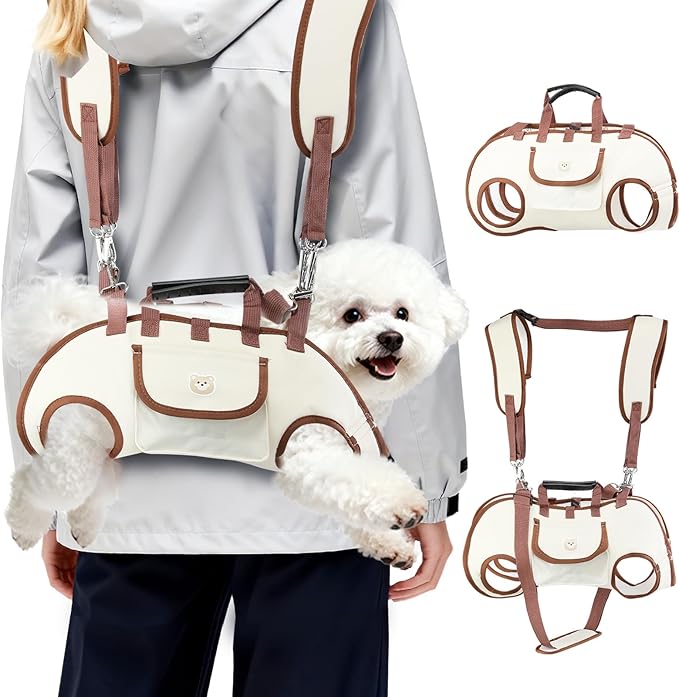 Hands Free Dog Backpack Carrier for Small Dogs, Yorkie Shoulder Carrier Sling Backpack Carriers Dog Lift Harness Portable Breathable Pet Carrier Backpack for Small Puppies (M, 8.8-14.3lbs)