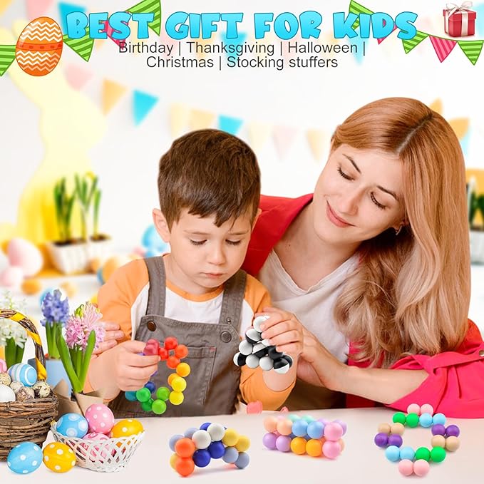 2PCS Sensory Fidget Toys for Adults Kids Teens, Easter Basket Egg Stuffers for Toddlers Boys Girls,Easter Present for Kids,Stress Balls ADHD Tools Autism Toys ,Travel Toys for Ages 5-7 8-13(I)