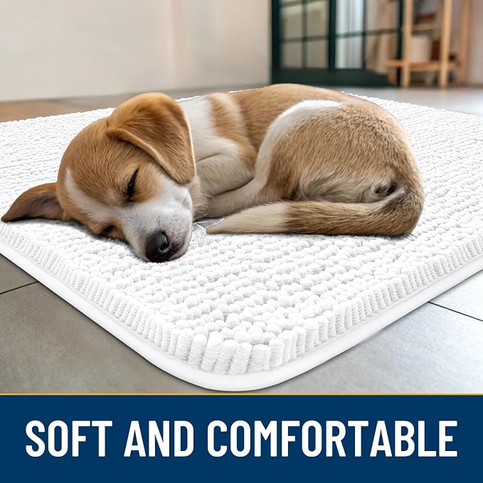 Smiry Dog Door Mat for Muddy Paws 36x24, Absorbent Dirt Trapper, Non-Slip