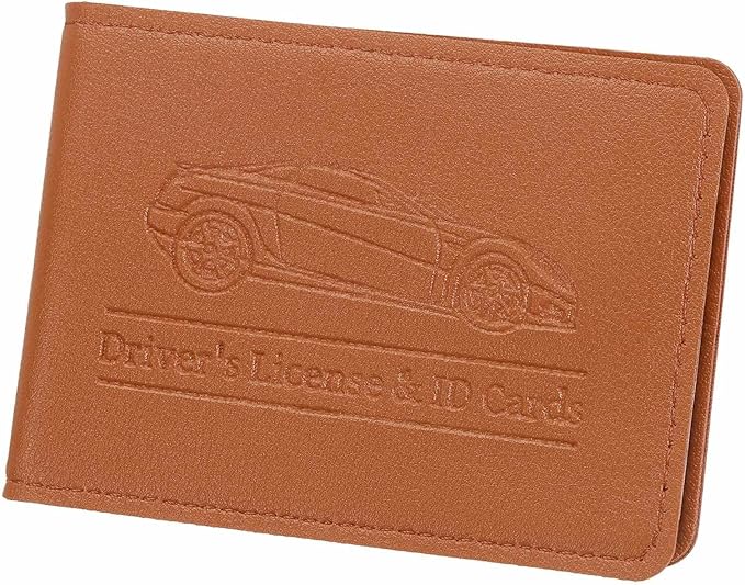 HARFINGTON Car Registration and Insurance Holder PU Leather Vehicle Glove Box Organizer Storage Accessories Car ID Holder with 4 Pockets for License ID Card Bank Card Documents, Brown