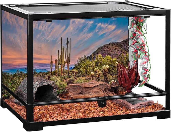 AWERT 72x18 inches Terrarium Background Blue Sky Cloud Huge Cactus Oasis Gobi Reptile Habitat Background Vinyl