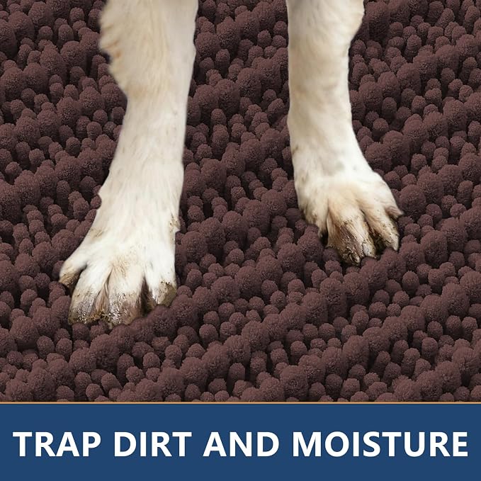 Smiry Dog Door Mat for Muddy Paws 32x21, Absorbent Dirt Trapper, Non-Slip