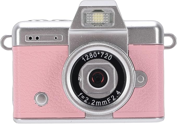 Palm Size Camera, 1080P Video 48MP Image Wide Angle Lens 1.47 Inch Flip Screen, with Fill Light and Type C Charging, for Campus Cycling Pets Selfie (Pink)