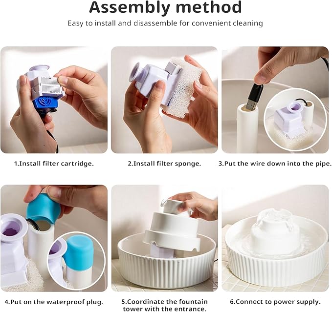 Ceramic Cat Water Fountain, 2.1L/71oz Cupcake Pet Water Fountain for Cats and Dogs, Automatic Pet Drinking Fountain with Pump, and Filter & Foam (White)