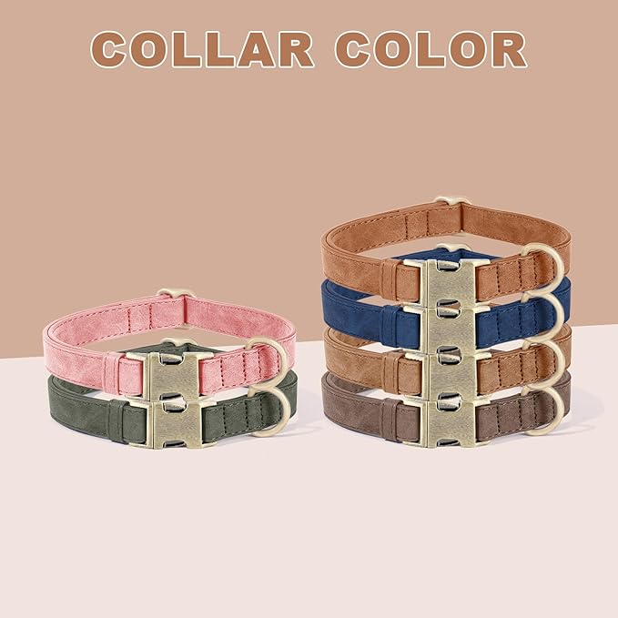 Genuine Leather Dog Collar - Adjustable Pet Collar with Quick Release Metal Buckle, Soft Skin Friendly Real Leather Collar for Small, Medium, Large Dogs (Dark Brown, L：Fit 15-23" Neck)
