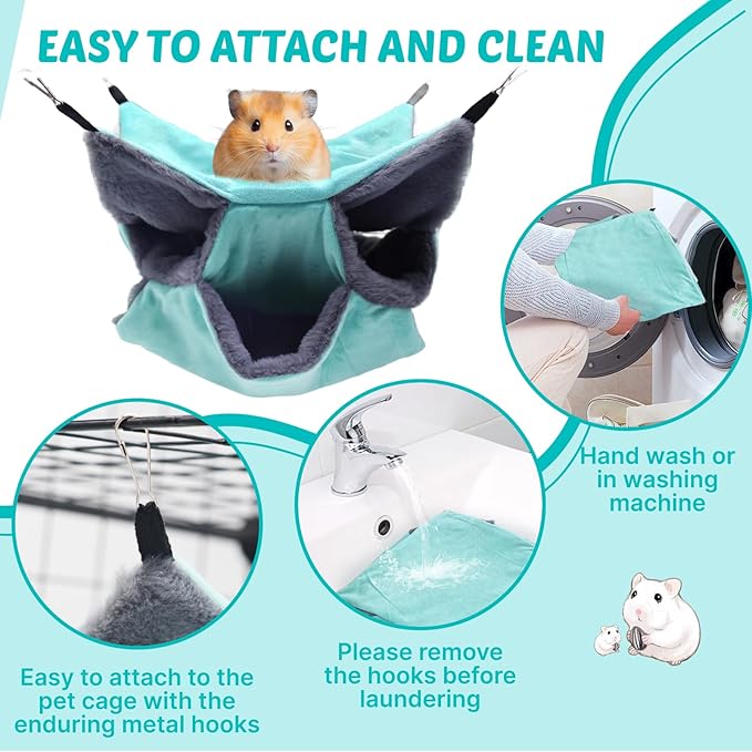 LYART Sugar Glider Pouch Hammock Bed Bedding, Sugar Glider Cage Accessories Toys for Rat, 3-Layer Hammock Make Pet Cages More Three-Dimensional (5.Purple)