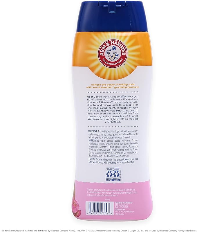 Arm & Hammer Deodorizing Dog Shampoo with Baking Soda for Odor Control, Tearless Moisturizing Formula for Sensitive Skin, Fresh Kiwi Blossom Scent, Safe for Dogs and Puppies, 20 Fl Oz - 6 Pack