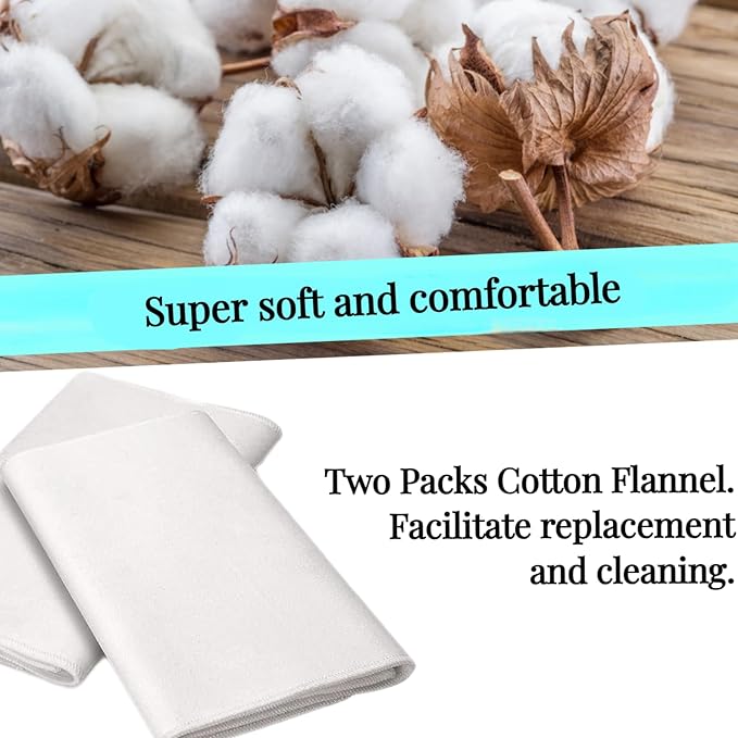 2 Pcs Organic Cotton Flannel for Castor Oil Pack Wrap, Reusable Castor Oil Compress for Liver Detox, Castor Oil Pads for Abdomen, Joints & Other Areas