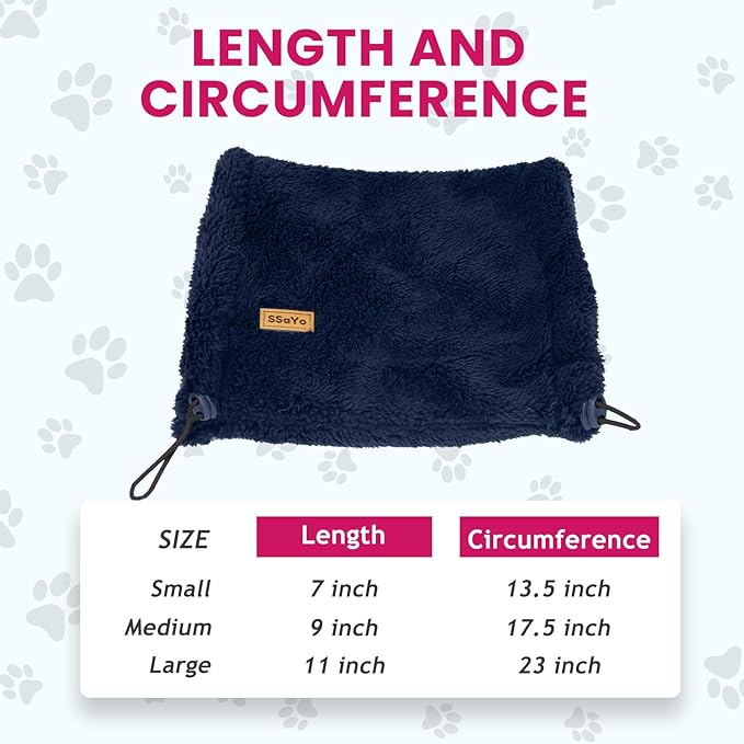 Dog Ear Muffs Noise Protection - Soft Calming Hood for Anxiety Relief, Fireworks, Thunder, Grooming & Vet Visits - Elastic Band & Comfortable Neck Warmer for Travel (Navy, Medium)